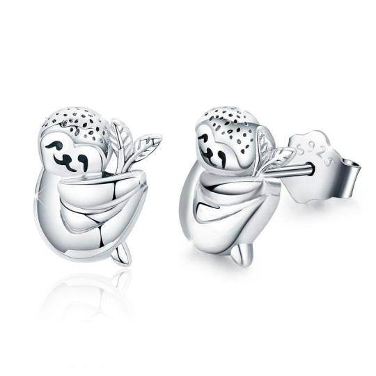 Sterling Silver Sloth Stud Earrings