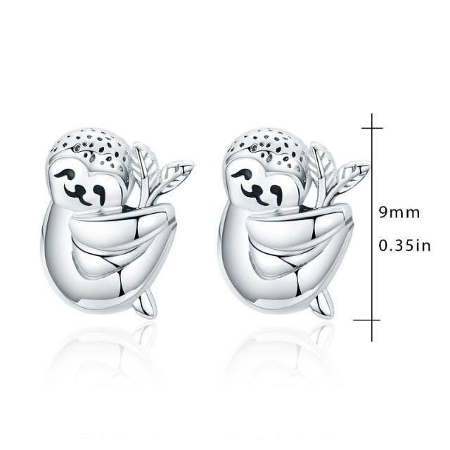 Sterling Silver Sloth Stud Earrings-6