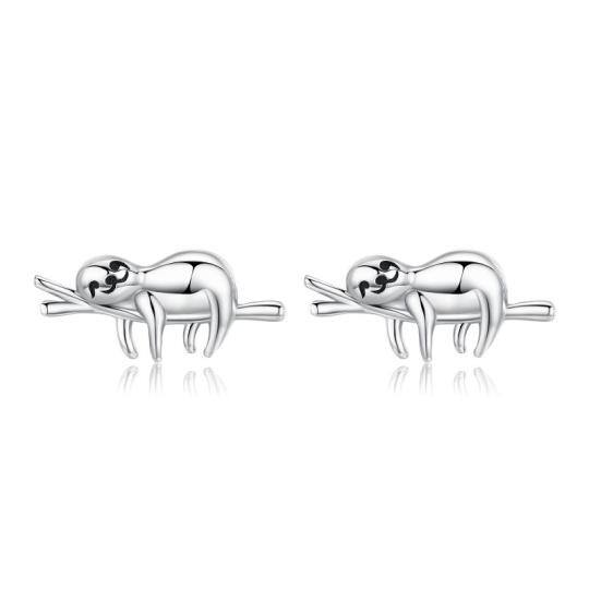 Sterling Silver Sloth Stud Earrings