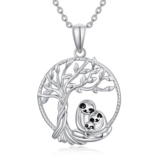 Sterling Silver Sloth & Tree Of Life Pendant Necklace-2