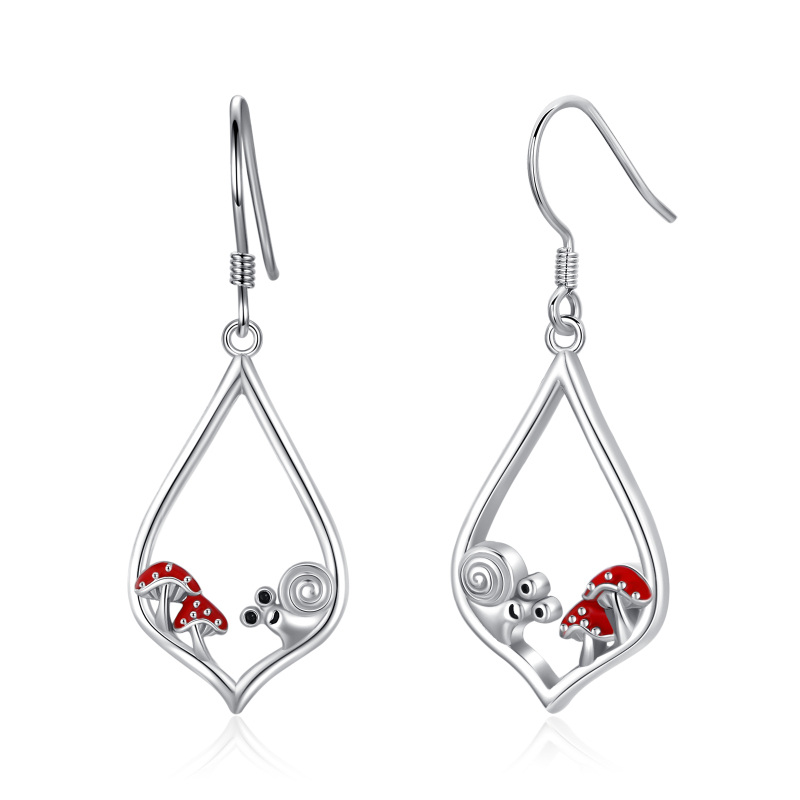 Boucles d'oreilles pendantes en argent sterling en forme de goutte d'escargot et de champignon-18