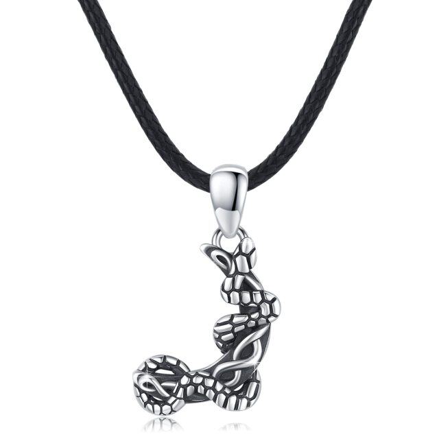 Collar de barra de serpiente de plata de ley para hombre