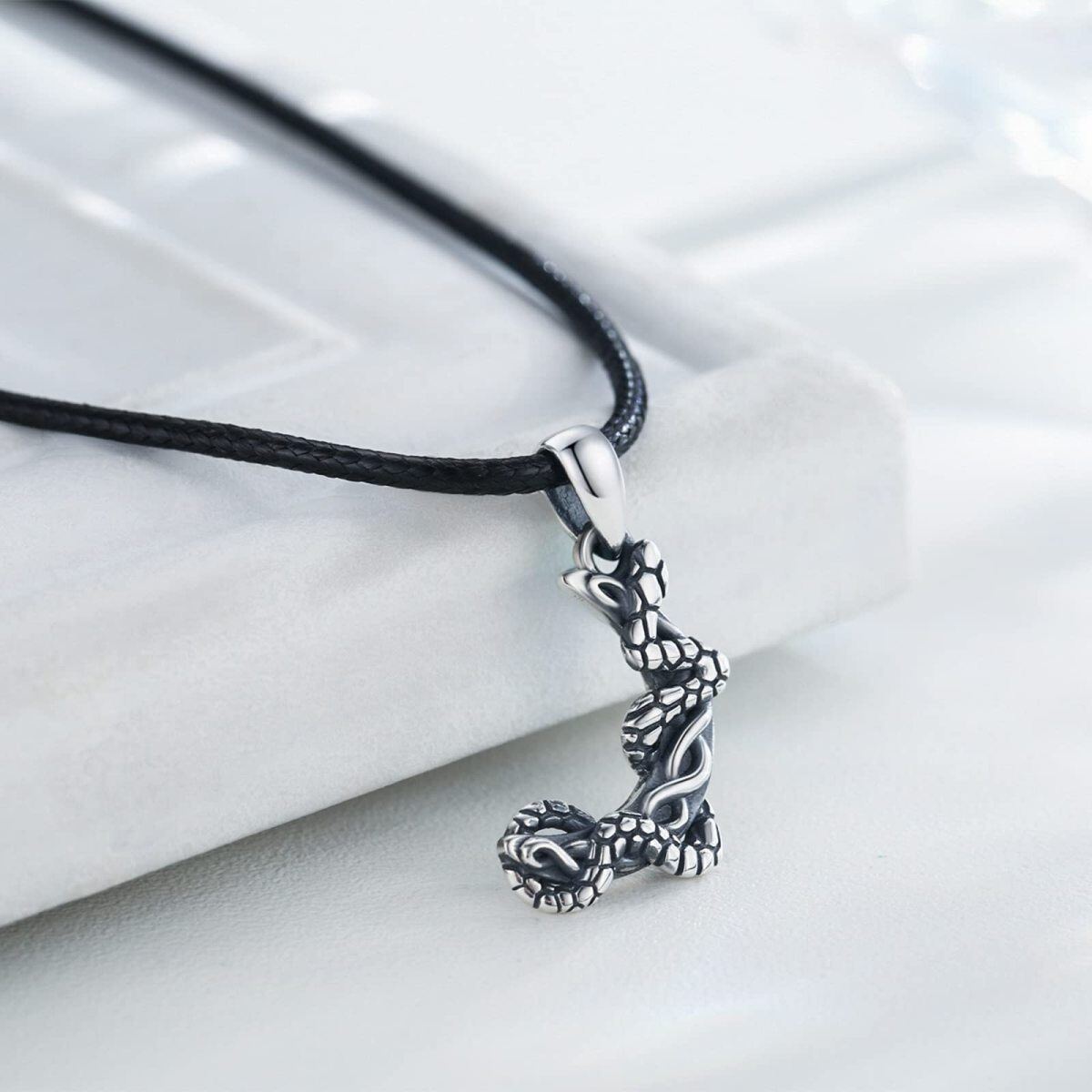 Sterling Silver Snake Bar Necklace for Men-3