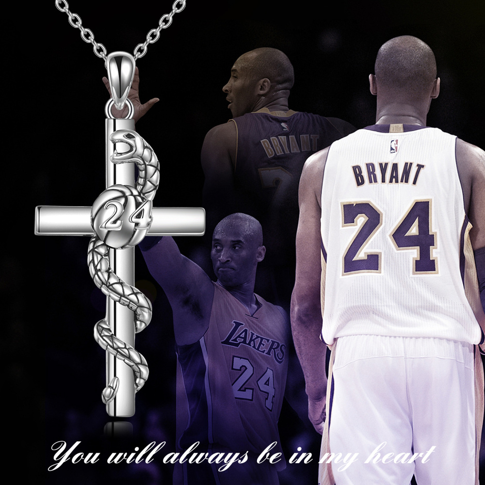 Sterling Silver Snake With Basketball Cross Pendant Necklace With Engraved Word For Women-5