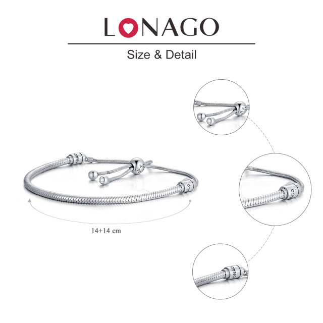 Bracciale con catena a serpente in argento sterling-7