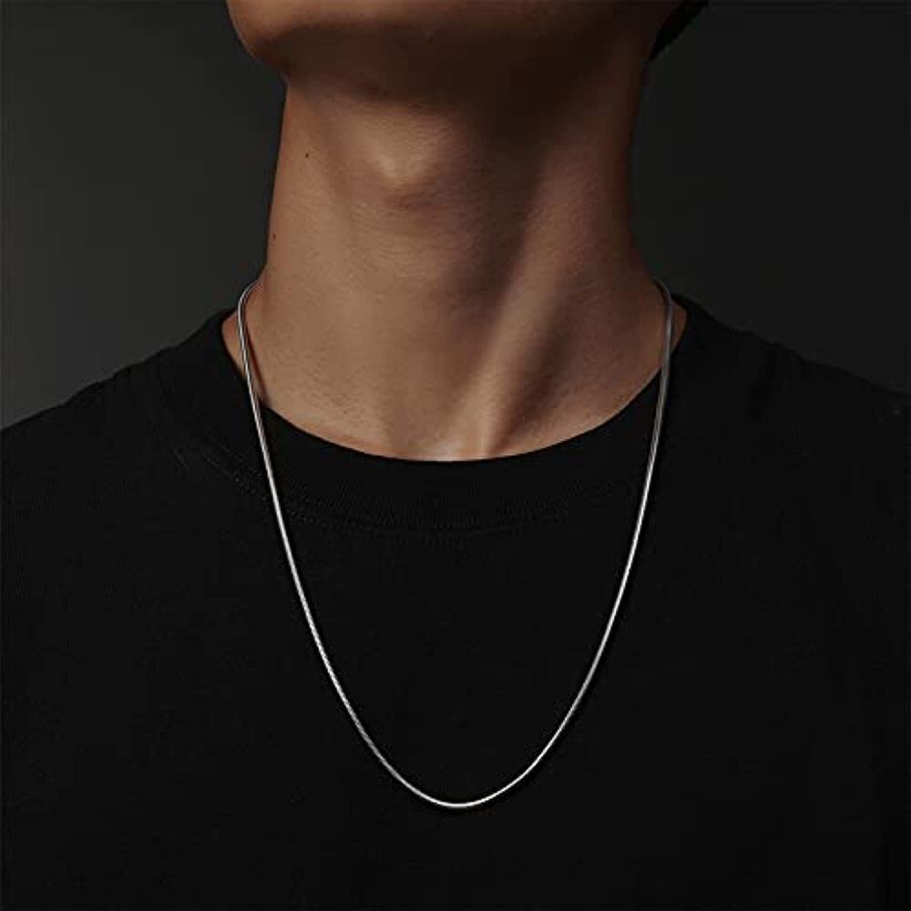 Collana da uomo con catena a serpente in argento sterling, larghezza 1,5 mm, lunghezza 18 pollici-2