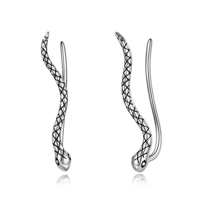 Sterling Silver Snake Climber Earrings-1