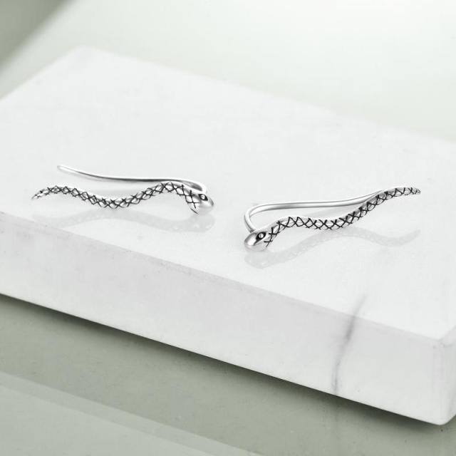 Sterling Silver Snake Climber Earrings-3