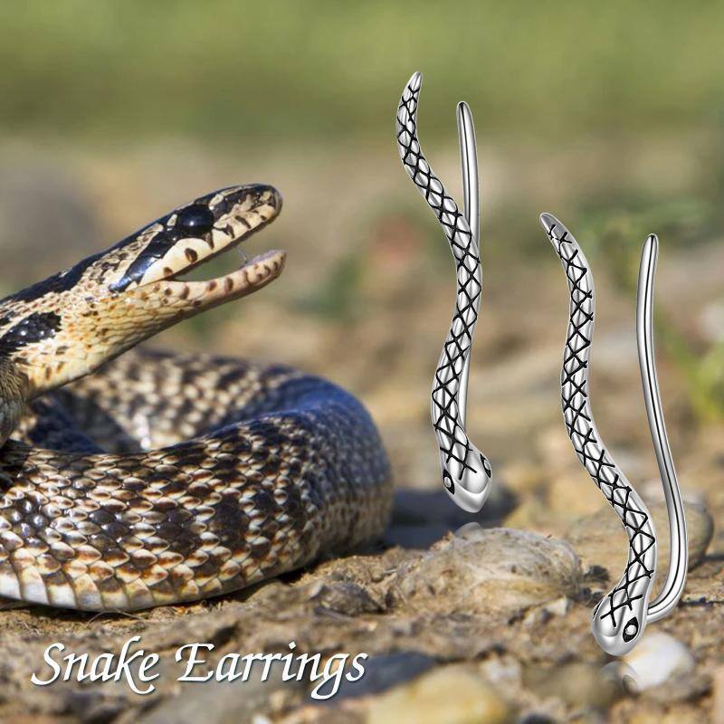 Pendientes Trepador Serpiente Plata de Ley-6