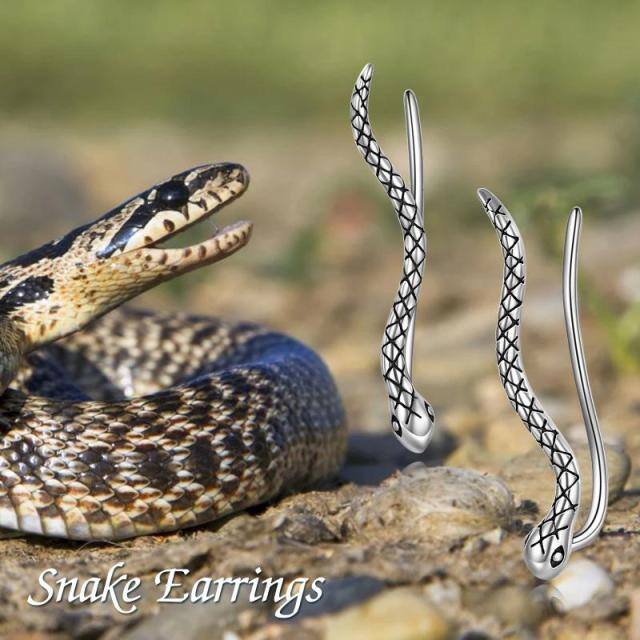 Sterling Silver Snake Climber Earrings-6