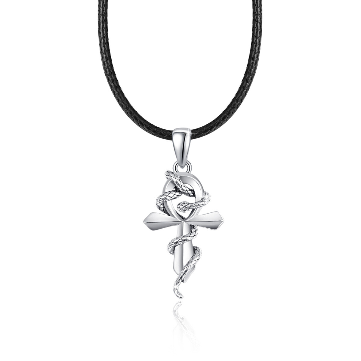 Collier pendentif croix serpent en argent sterling-1