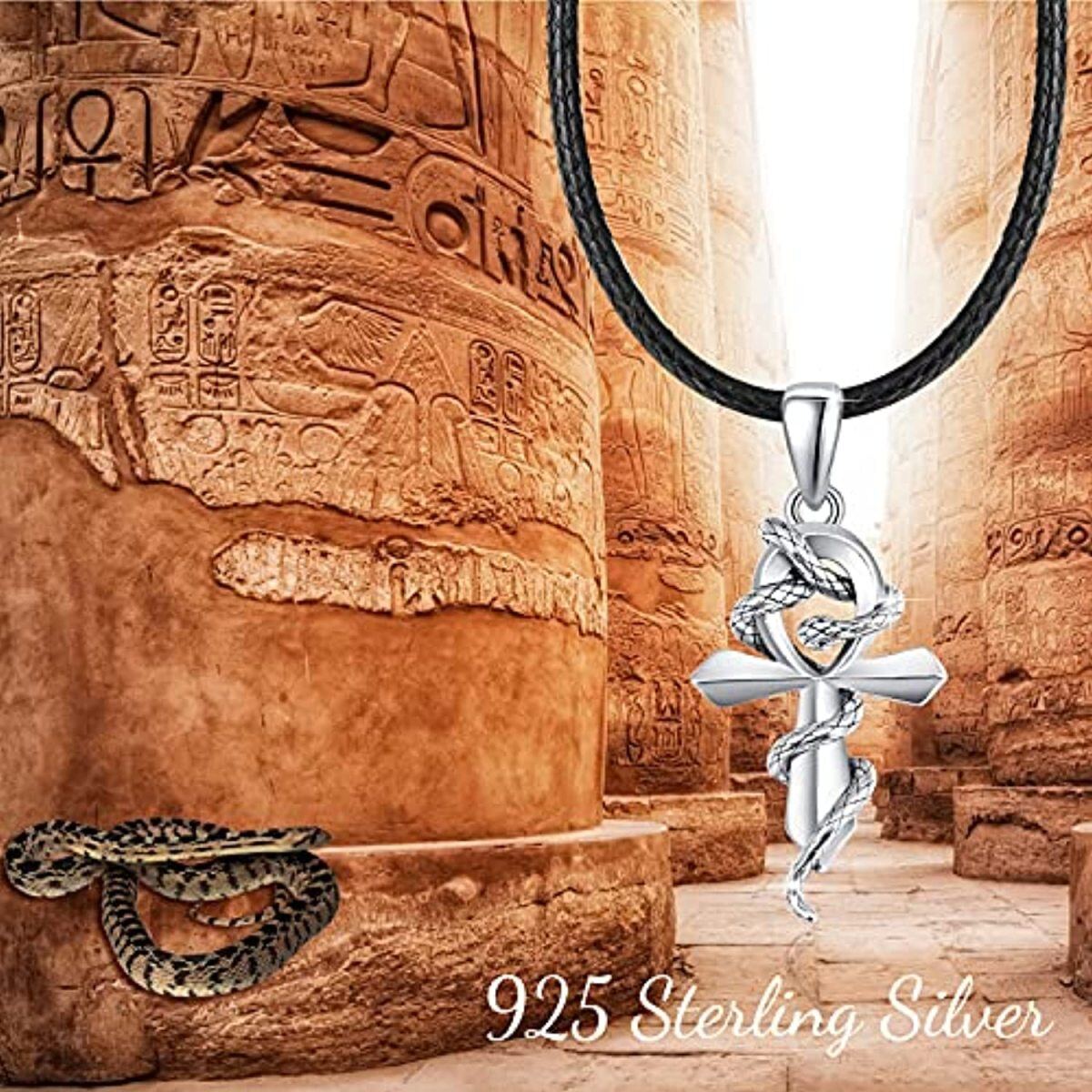 Collier pendentif croix serpent en argent sterling-5