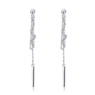 Sterling Silver Snake Drop Earrings-1