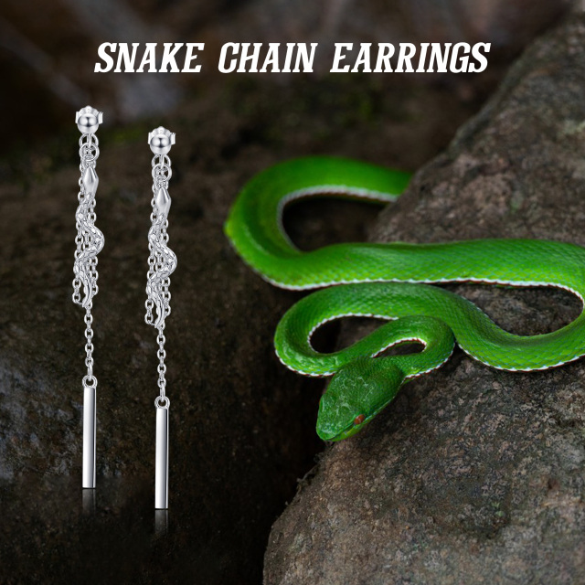 Sterling Silver Snake Drop Earrings-6