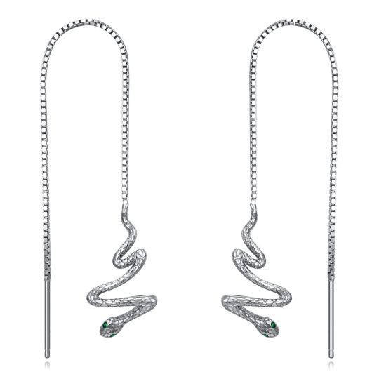 Sterling Silver Cubic Zirconia Snake Drop Earrings