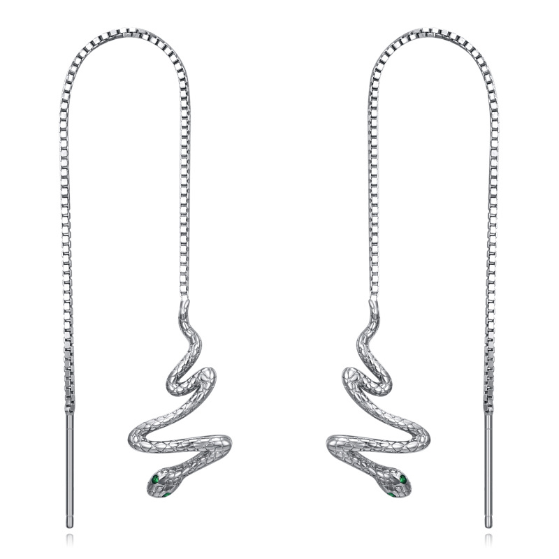 Brincos de prata esterlina com zircónias cúbicas em forma de serpente-20