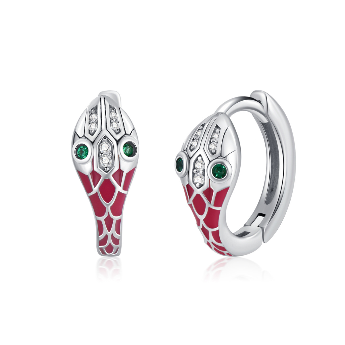 Boucles d'oreilles serpent en argent sterling avec zircon cubique-1