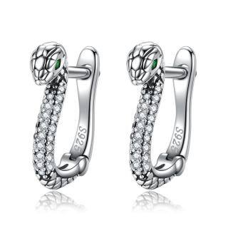 Sterling Silver Cubic Zirconia Snake Lever-back Earrings-47