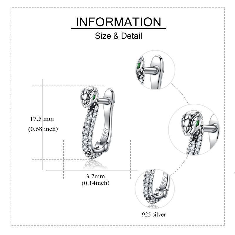 Sterling Silver Cubic Zirconia Snake Lever-back Earrings-5