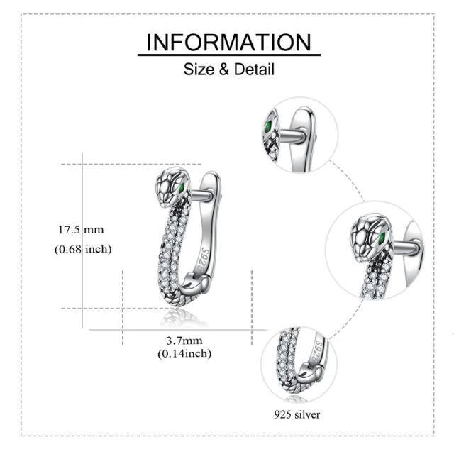 Sterling zilveren cubic zirkonia slang hendel-rug oorbellen-5