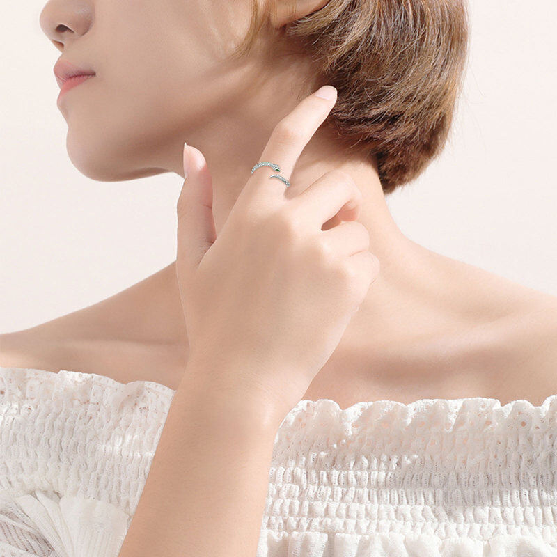 خاتم مفتوح من الفضة الإسترلينية مرصع بالزركونيا المكعبة-2