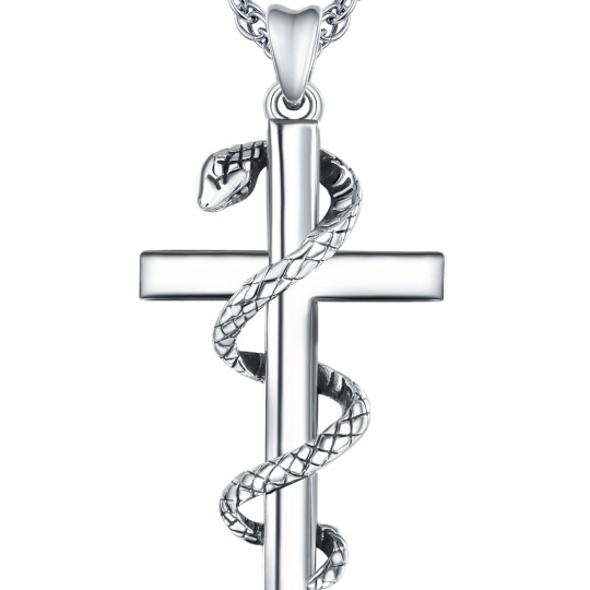 Collier pendentif serpent en argent sterling-1