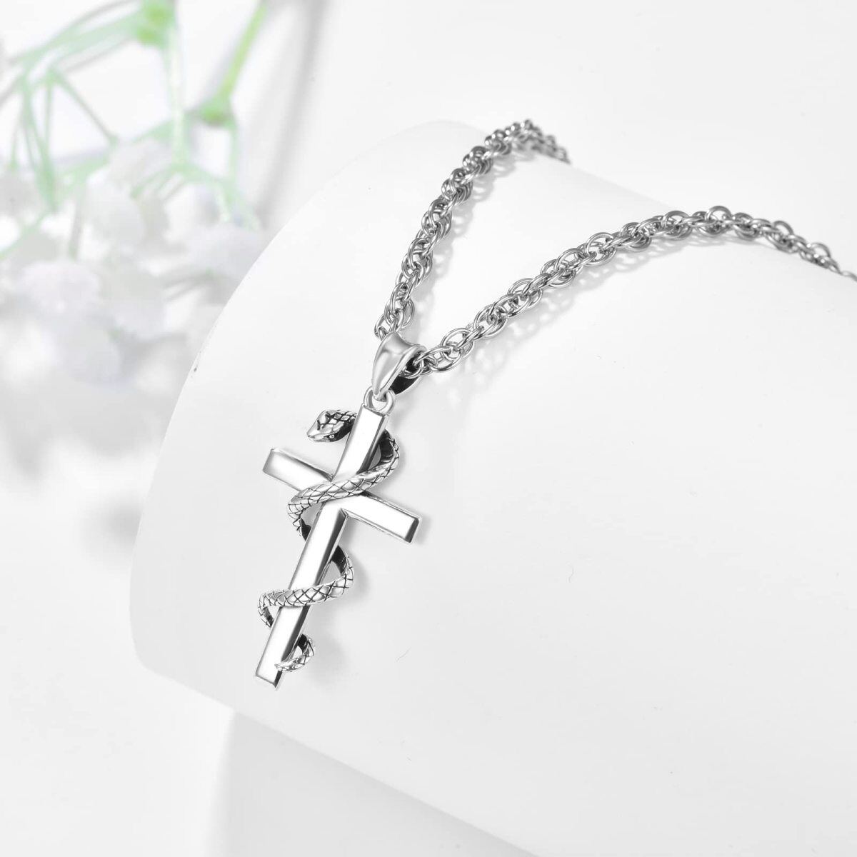 Collier pendentif serpent en argent sterling-4