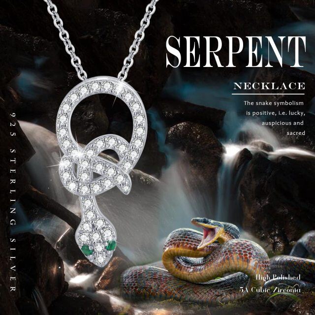 Collier en argent sterling avec pendentif serpent à zircon cubique-6