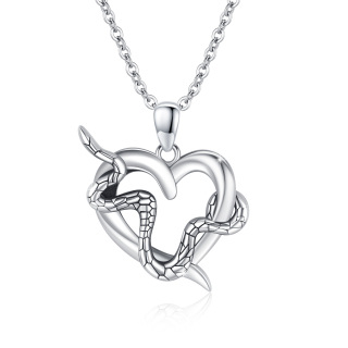 Sterling Silver Snake Pendant Necklace-3