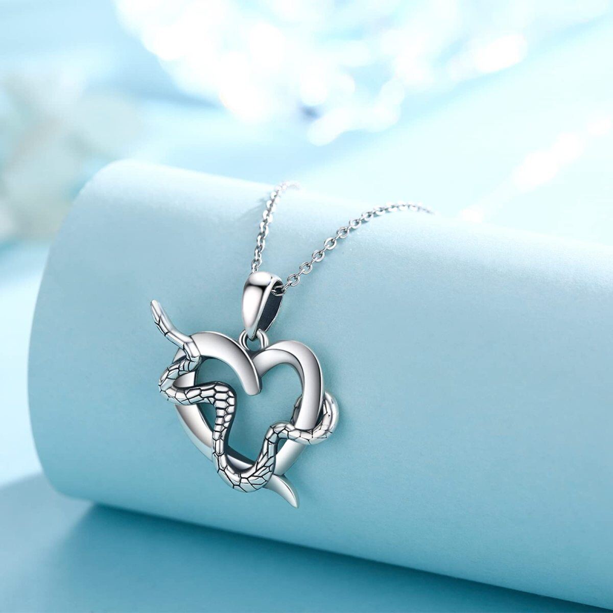 Sterling Silver Snake Pendant Necklace-3