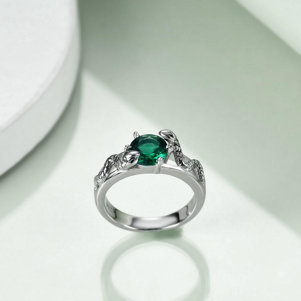 Bague serpent en argent sterling avec zircone cubique-3