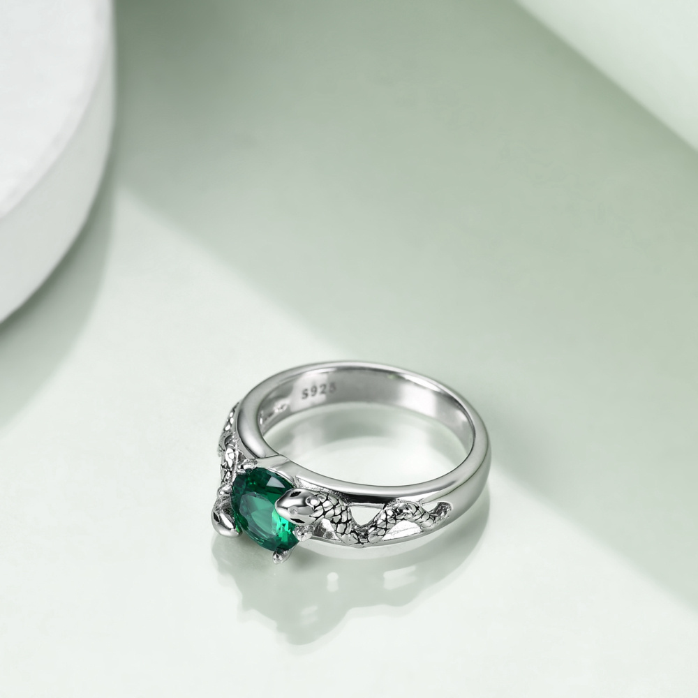 Bague serpent en argent sterling avec zircone cubique-4