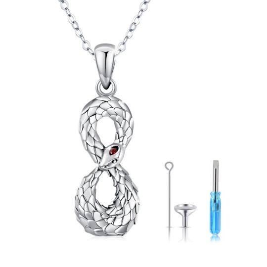 Collana con urna a forma di serpente in argento sterling per le ceneri