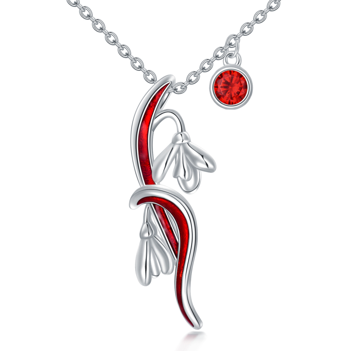 Collana con ciondolo a forma di bucaneve in argento sterling con zirconia cubica-1