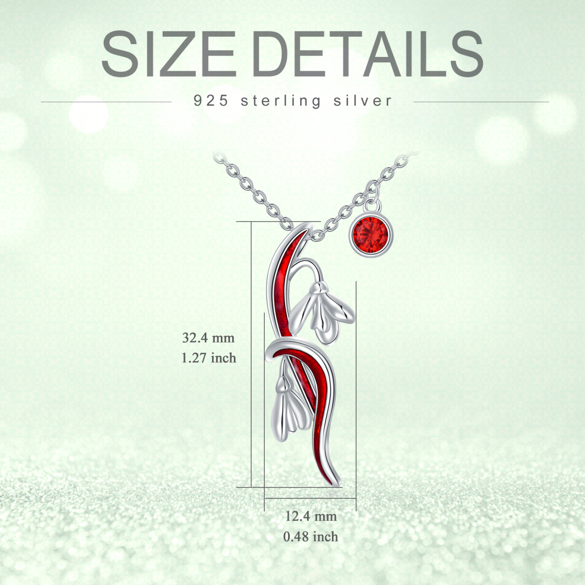 Collana con ciondolo a forma di bucaneve in argento sterling con zirconia cubica-3