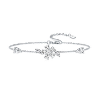 Sterling Silver Cubic Zirconia Snowflake Pendant Bracelet-1