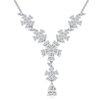 Sterling Silver Cubic Zirconia Snowflake Pendant Necklace-3