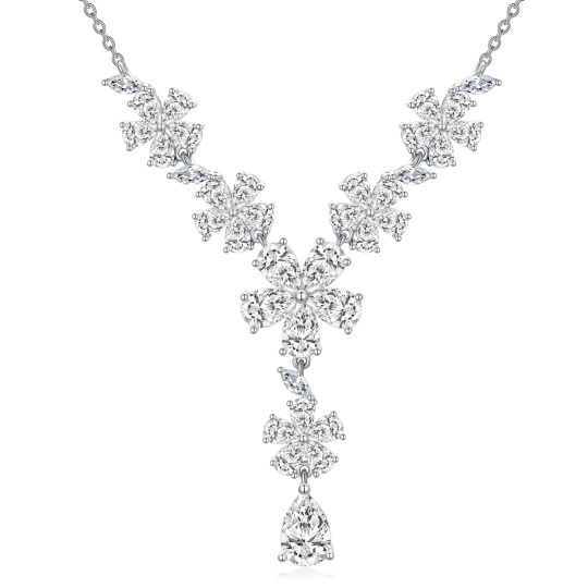 Sterling Silver Cubic Zirconia Snowflake Pendant Necklace