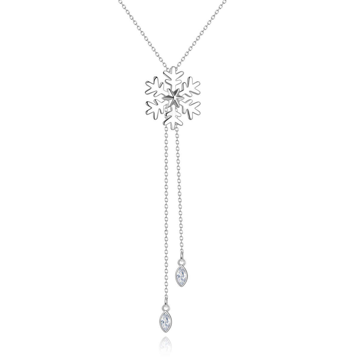 Collana con ciondolo a forma di fiocco di neve in argento sterling con zirconia cubica-1