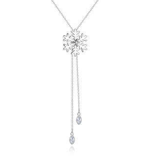 Sterling Silver Cubic Zirconia Snowflake Pendant Necklace-30