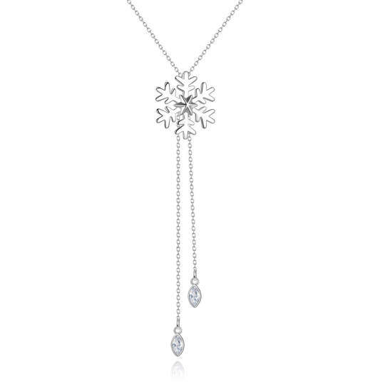 Sterling Silver Cubic Zirconia Snowflake Pendant Necklace