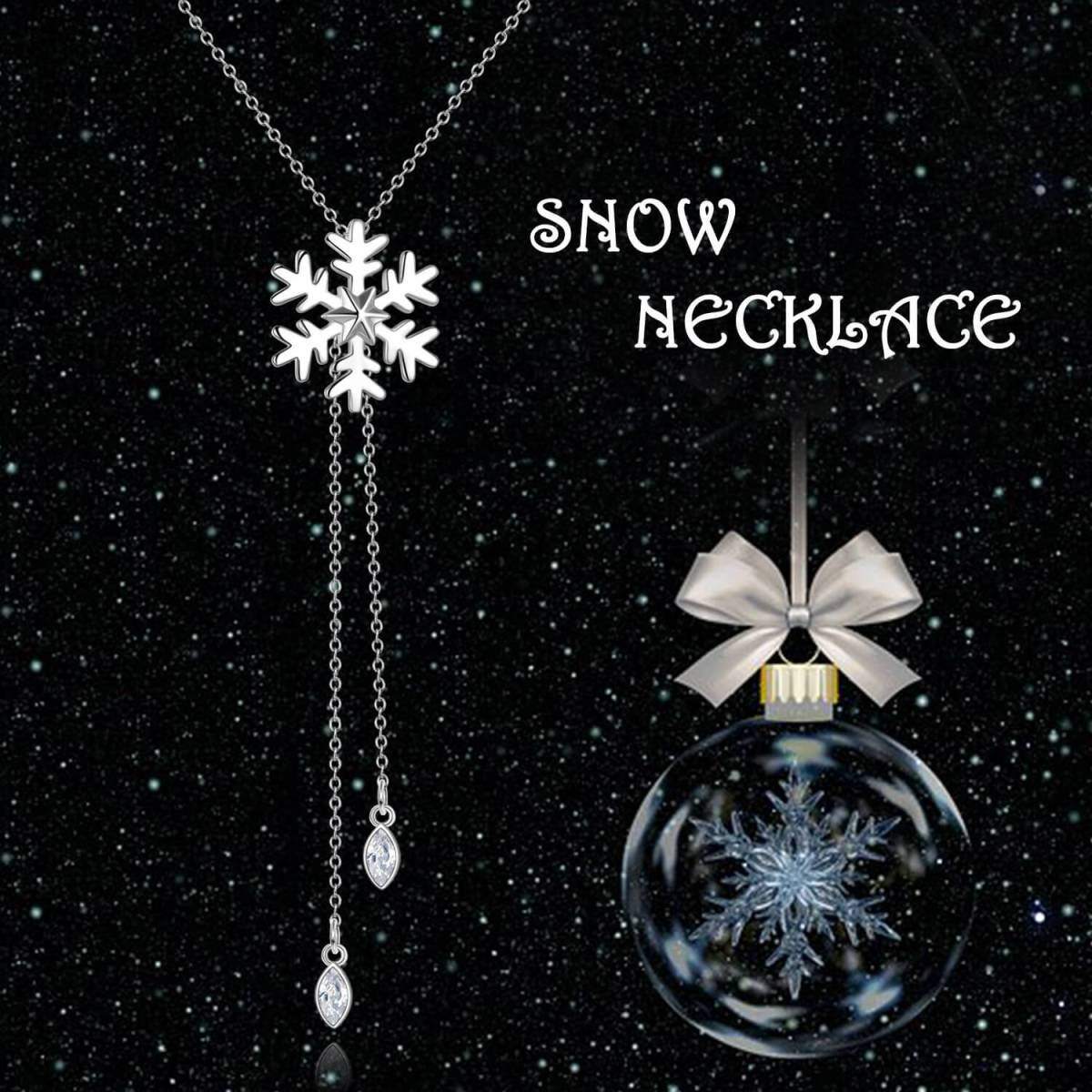 Collana con ciondolo a forma di fiocco di neve in argento sterling con zirconia cubica-6