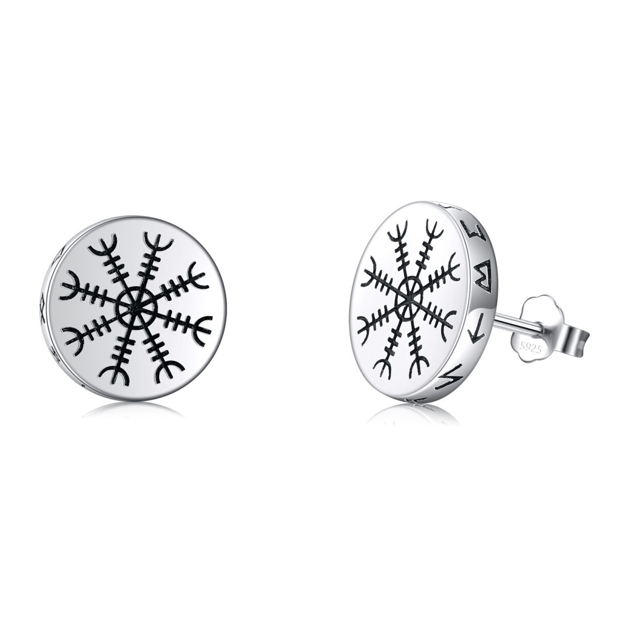 Sterling Silver Snowflake Stud Earrings-1