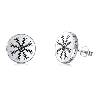 Sterling Silver Snowflake Stud Earrings-25