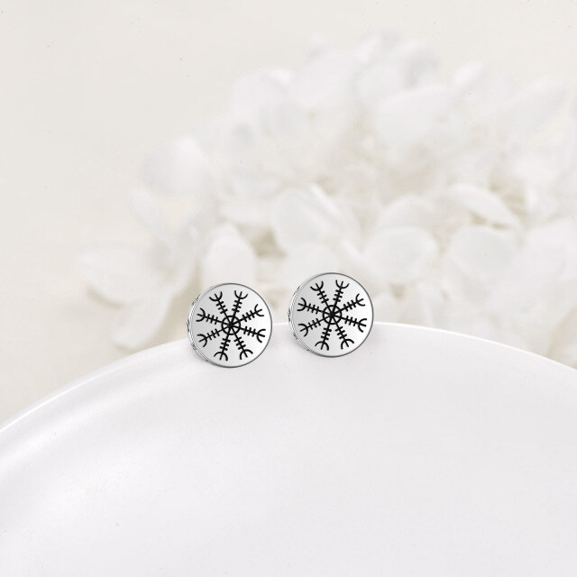 Sterling Silver Snowflake Stud Earrings-3