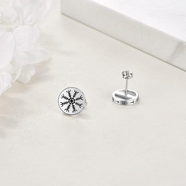 Sterling Silver Snowflake Stud Earrings-4