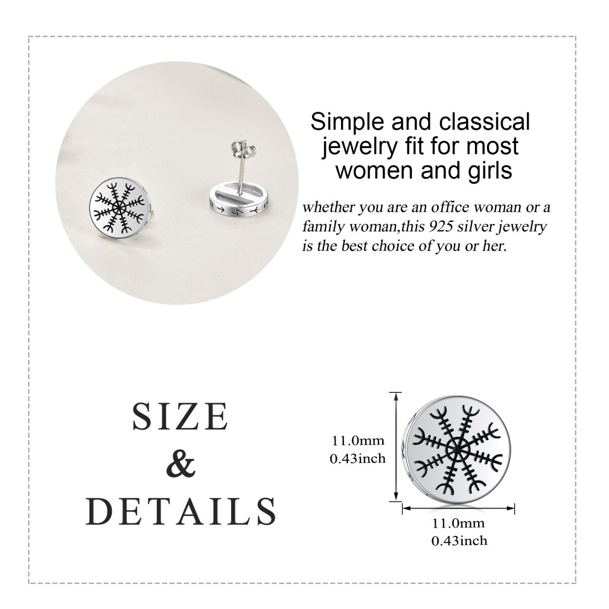 Sterling Silver Snowflake Stud Earrings-5