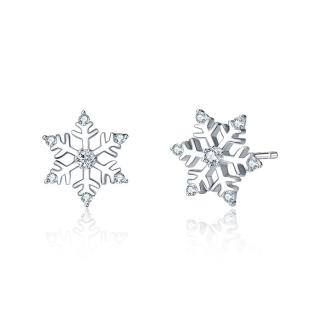 Sterling Silver Snowflake Stud Earrings-52