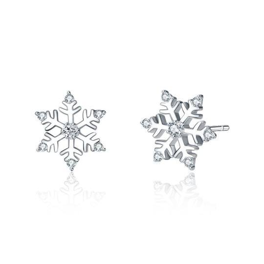 Boucles d'oreilles à tige en argent sterling en forme de flocon de neige