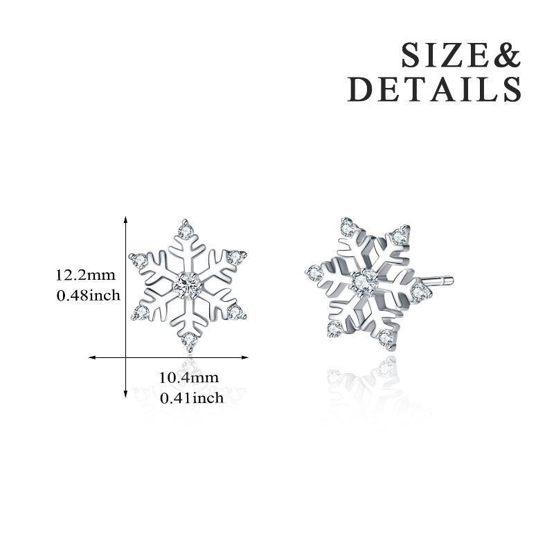 Pendientes de plata de ley con forma de copo de nieve-5
